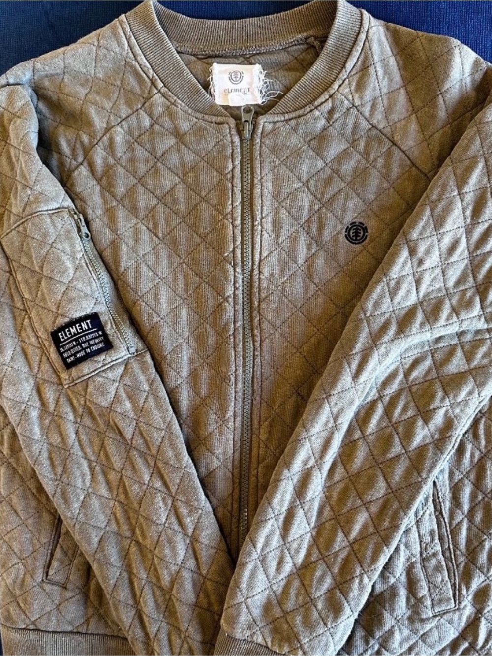 Element Quilted Bomber Jacket in Olive Green